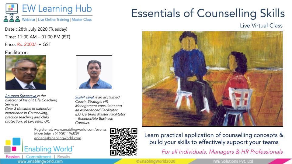 LIVE VIRTUAL CLASS – ESSENTIALS OF COUNSELLING SKILLS
